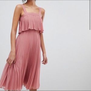 ASOS double layer pleated cami midi dress